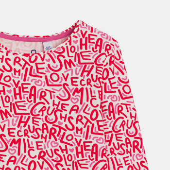 Pyjama 2 pièces en jersey imprimé rose Fille