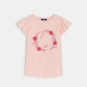T-shirt brodé manches papillon rose Fille