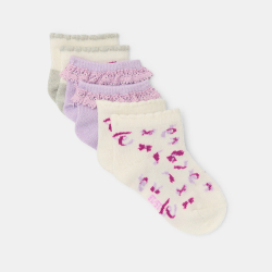 جوارب قصيرة مطبوع عليها عقدة بنفسجية (طقم من 3 قطع)