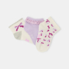 Chaussettes basses imprimé noeuds mauve bébé fille (lot de 3)