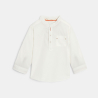 Chemise coton fantaisie col tunisien blanc bébé garçon