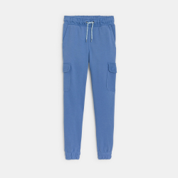 Pantalon de jogging cargo uni bleu Fille