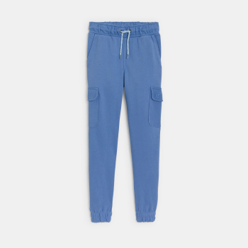 Pantalon de jogging cargo uni bleu Fille