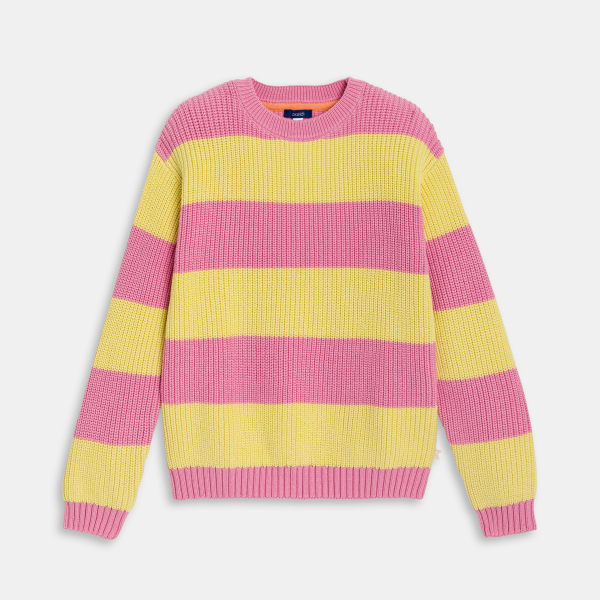 Pull à rayures rose Fille