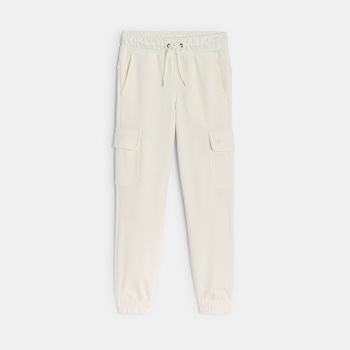 Pantalon de jogging cargo uni blanc Fille