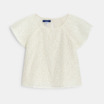 Blouse brodée blanc Fille