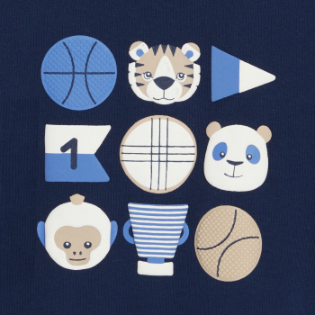 T-shirt coton manches longues animaux bleu bébé garçon