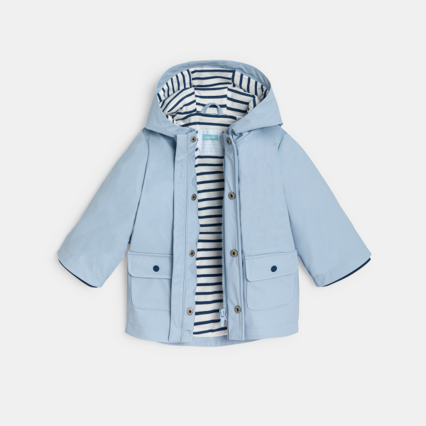 Manteau ciré à capuche bleu bébé garçon