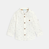 Chemise imprimée manches longues retroussables blanc bébé garçon