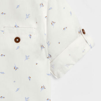 Chemise imprimée manches longues retroussables blanc bébé garçon