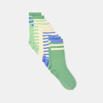 جوارب مخططة باللون الأخضر للفتيان (مجموعة من 5 أزواج)