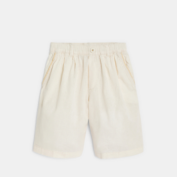 Short loose en lin uni blanc Garçon