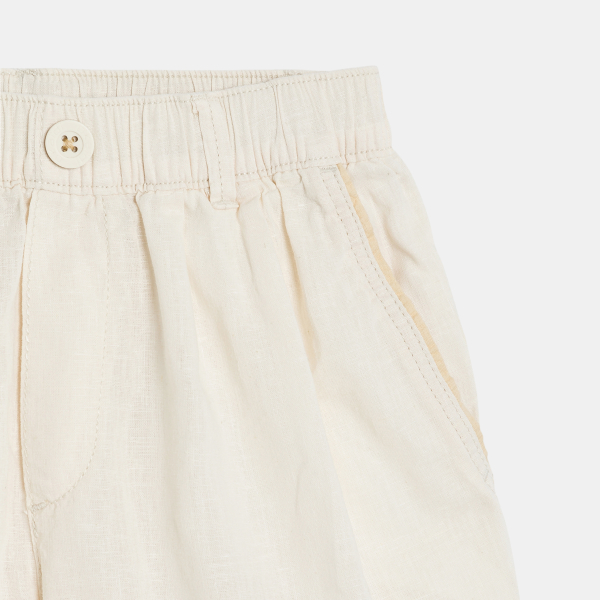 Short loose en lin uni blanc Garçon