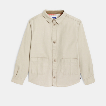 Surchemise en toile unie beige Garçon