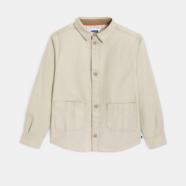 Surchemise en toile unie beige Garçon