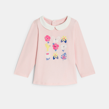 T-shirt col claudine rose bébé fille