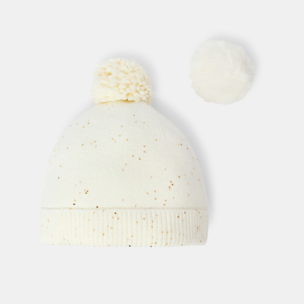 Bonnet à paillettes écru Fille