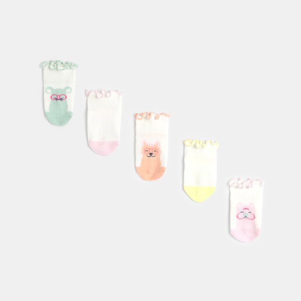جوارب قصيرة فاخرة بمختلف الألوان المائية، للفتيات الصغيرات (مجموعة من 5 قطع)