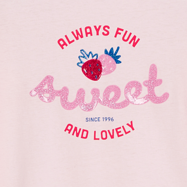 T-shirt à message pailleté jaune Fille