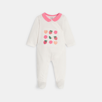 Dors-bien jersey fantaisie cœurs blanc bébé fille