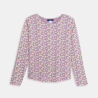 T-shirt côtelé imprimé mauve Fille