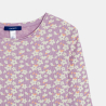 T-shirt côtelé imprimé mauve Fille