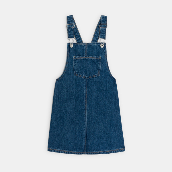 Robe-salopette en jean brut bleu Fille