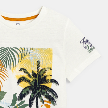 T-shirt manches courtes motif palmier blanc Garçon