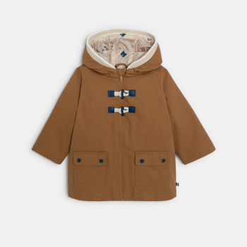 سترة باركا 2 في 1 مع جيليه قابل للإزالة باللون البني للأطفال الصغار.