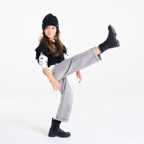 Gilet manches papillon noir Fille