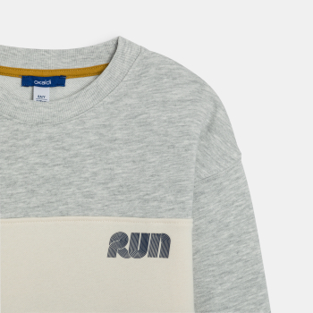Sweat-shirt en molleton colorblock gris Garçon