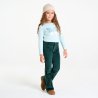 Pantalon flare en velours lisse vert foncé Fille