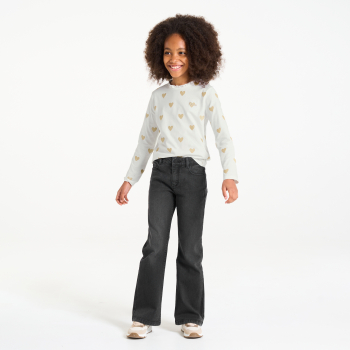 T-shirt blanc motif cœurs dorés Fille