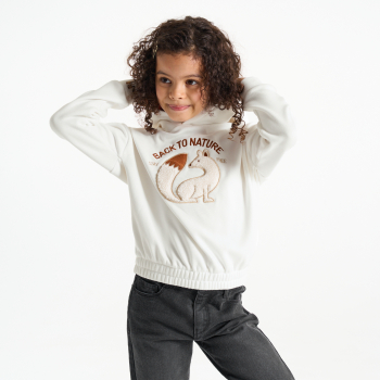 Sweat-shirt motif écureuil blanc Fille