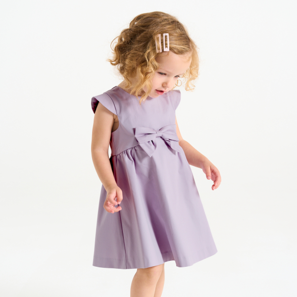 Robe de fête à nœud mauve bébé fille