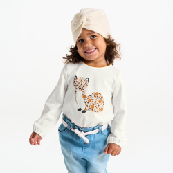 T-shirt impression animaux marron bébé fille