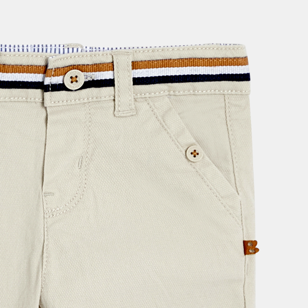 Pantalon chic coton fantaisie beige bébé garçon