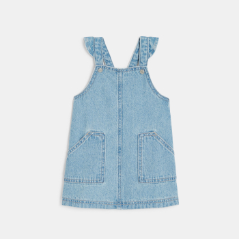 Robe salopette droite denim bleu bébé fille