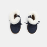 Boots cuir fourrées bleu marine bébé fille