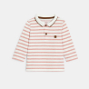 Polo manches longues molleton rayé rouge bébé garçon