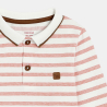 Polo manches longues molleton rayé rouge bébé garçon