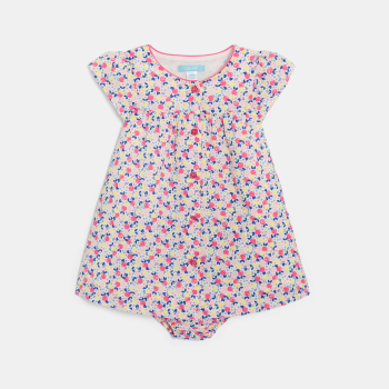 Robe coton fantaisie fleurie rose bébé fille