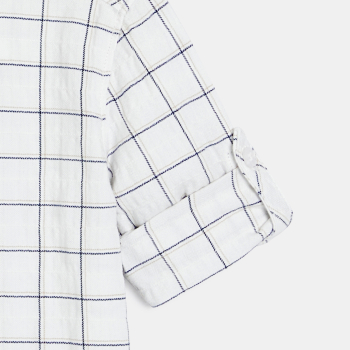 Chemise à carreaux manches longues retroussables blanc bébé garçon