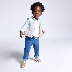 Blouse col fleuri blanc bébé fille