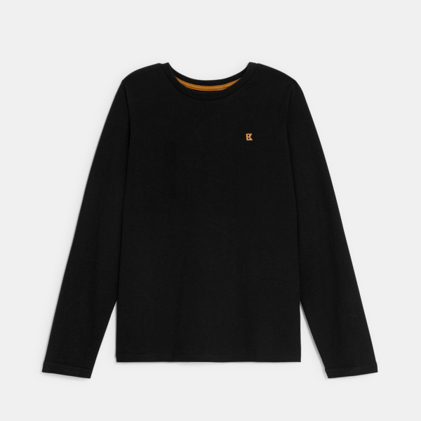 T-shirt manches longues uni noir garçon