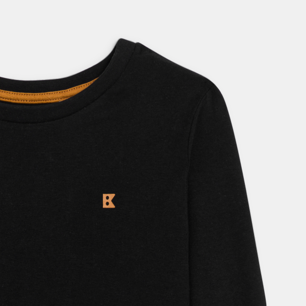 T-shirt manches longues uni noir garçon