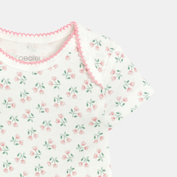 بودي بأكمام قصيرة بياقة من الطراز الأمريكي، باللون الوردي للفتيات الصغيرات (حزمة من 3 قطع)