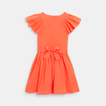 Robe chic à manches papillon orange Fille