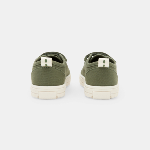 Chaussure toile à scratch vert bébé garçon