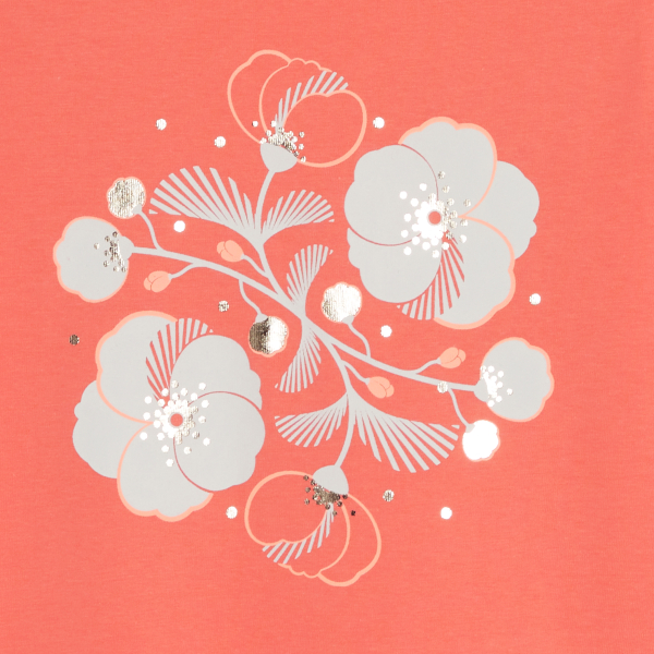 T-shirt manches papillon motif irisé orange Fille